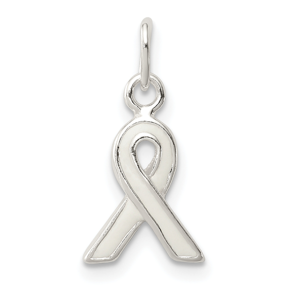 Sterling Silver White Enameled Awareness Charm - Picture 1 of 4